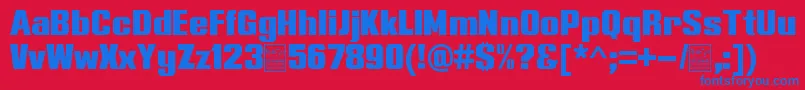 TypolineExpandedDemo-Schriftart – Blaue Schriften auf rotem Hintergrund