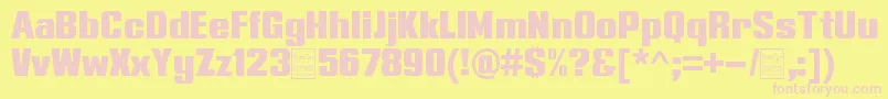 TypolineExpandedDemo-fontti – vaaleanpunaiset fontit keltaisella taustalla
