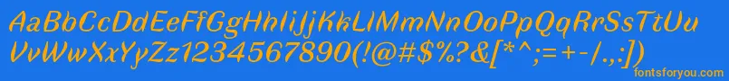 FauneTextitalic Font – Orange Fonts on Blue Background