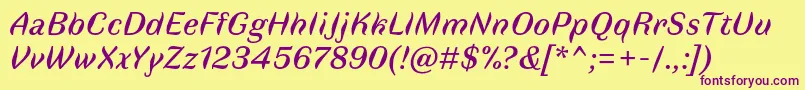 FauneTextitalic Font – Purple Fonts on Yellow Background