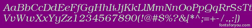 ItcBookmanCeLightItalic Font – Green Fonts on Purple Background