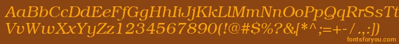 ItcBookmanCeLightItalic Font – Orange Fonts on Brown Background