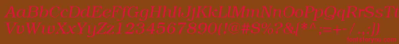 フォントItcBookmanCeLightItalic – 赤い文字が茶色の背景にあります。