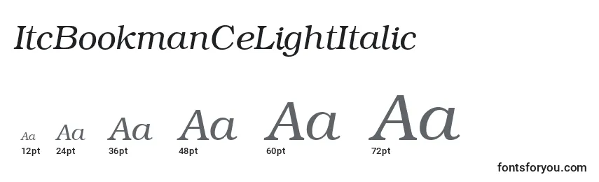 Размеры шрифта ItcBookmanCeLightItalic