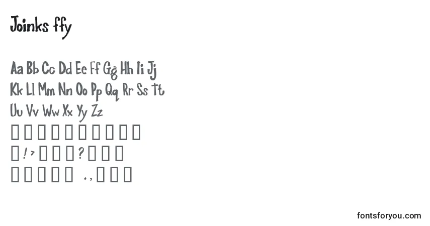 Czcionka Joinks ffy – alfabet, cyfry, specjalne znaki
