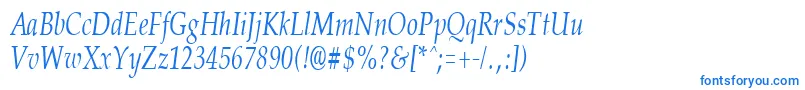 フォントPalisadecondensedItalic – 白い背景に青い文字