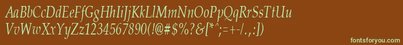 Шрифт PalisadecondensedItalic – зелёные шрифты на коричневом фоне