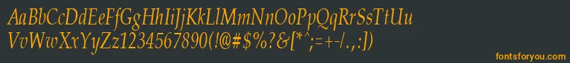 フォントPalisadecondensedItalic – 黒い背景にオレンジの文字