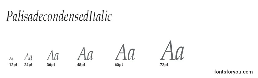 Größen der Schriftart PalisadecondensedItalic