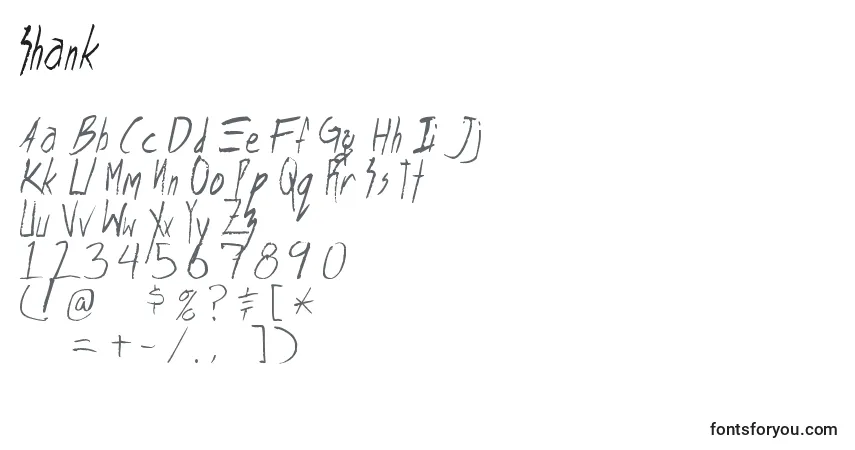 A fonte Shank – alfabeto, números, caracteres especiais