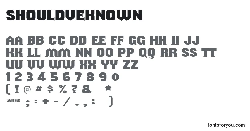 Шрифт Shouldveknown – алфавит, цифры, специальные символы