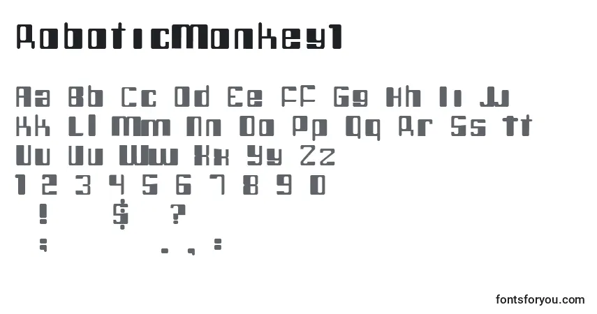 Шрифт RoboticMonkey1 – алфавит, цифры, специальные символы