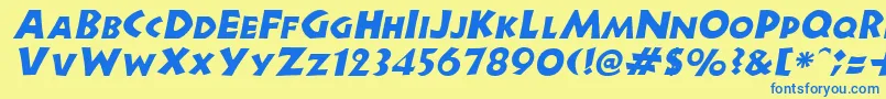 Fonte NewellItalic – fontes azuis em um fundo amarelo