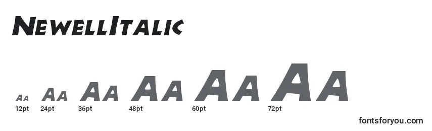 Размеры шрифта NewellItalic