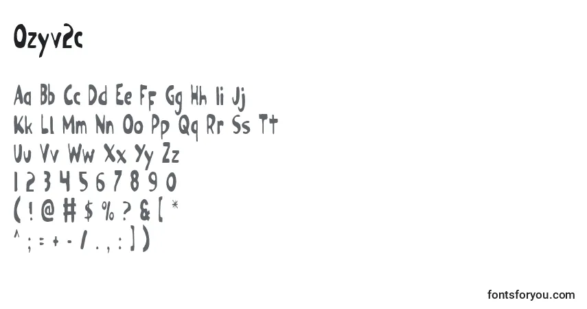 Czcionka Ozyv2c – alfabet, cyfry, specjalne znaki