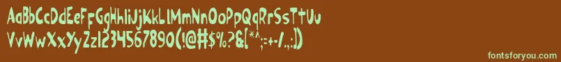 Ozyv2c-Schriftart – Grüne Schriften auf braunem Hintergrund