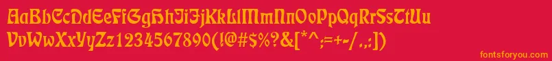 フォントDsetienne – 赤い背景にオレンジの文字