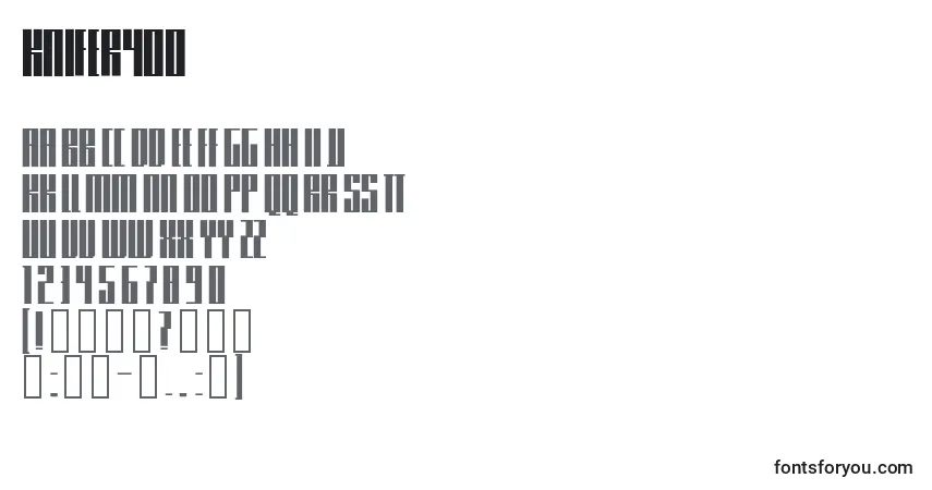Czcionka Knifer400 – alfabet, cyfry, specjalne znaki