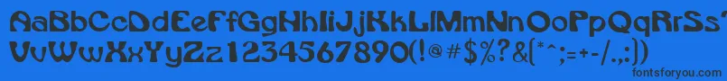 VroomsskRegular-Schriftart – Schwarze Schriften auf blauem Hintergrund