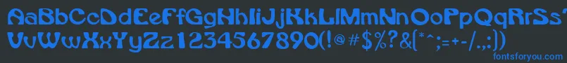 VroomsskRegular-fontti – siniset fontit mustalla taustalla