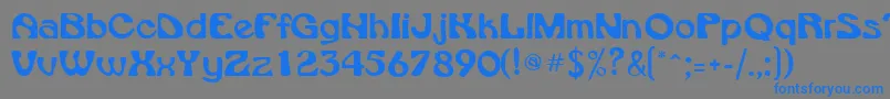 VroomsskRegular-Schriftart – Blaue Schriften auf grauem Hintergrund