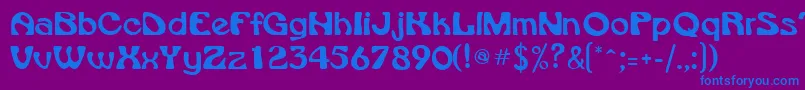 VroomsskRegular-Schriftart – Blaue Schriften auf violettem Hintergrund