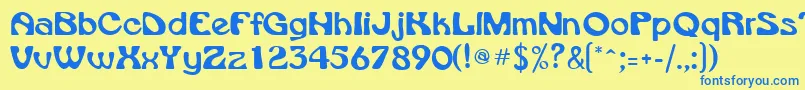 Шрифт VroomsskRegular – синие шрифты на жёлтом фоне