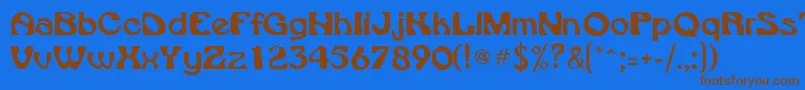 VroomsskRegular-Schriftart – Braune Schriften auf blauem Hintergrund
