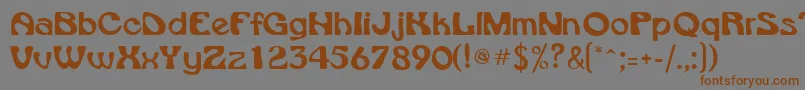 フォントVroomsskRegular – 茶色の文字が灰色の背景にあります。