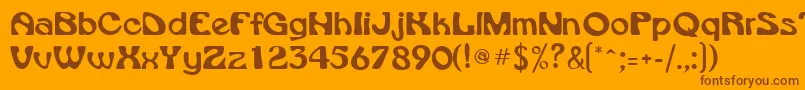 VroomsskRegular-Schriftart – Braune Schriften auf orangefarbenem Hintergrund
