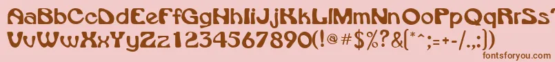 フォントVroomsskRegular – ピンクの背景に茶色のフォント