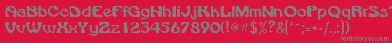 VroomsskRegular-fontti – harmaat kirjasimet punaisella taustalla