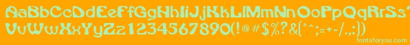 VroomsskRegular-fontti – vihreät fontit oranssilla taustalla