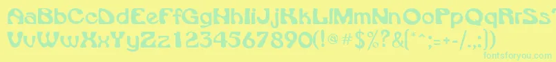 フォントVroomsskRegular – 黄色い背景に緑の文字