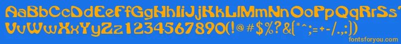 VroomsskRegular-Schriftart – Orangefarbene Schriften auf blauem Hintergrund
