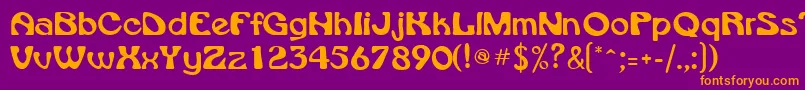 VroomsskRegular-Schriftart – Orangefarbene Schriften auf violettem Hintergrund