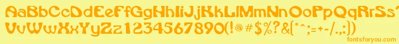 VroomsskRegular-Schriftart – Orangefarbene Schriften auf gelbem Hintergrund