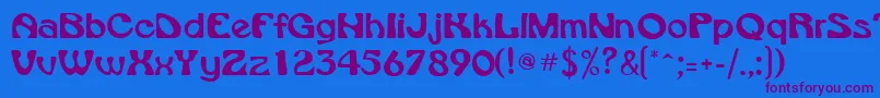 VroomsskRegular-Schriftart – Violette Schriften auf blauem Hintergrund