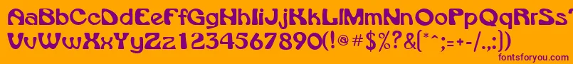VroomsskRegular-Schriftart – Violette Schriften auf orangefarbenem Hintergrund