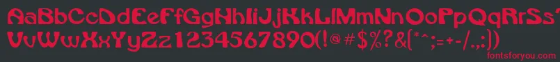 フォントVroomsskRegular – 黒い背景に赤い文字