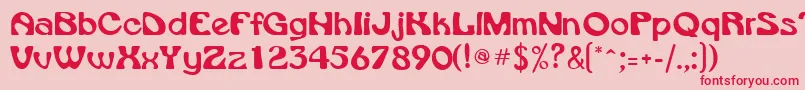 フォントVroomsskRegular – ピンクの背景に赤い文字