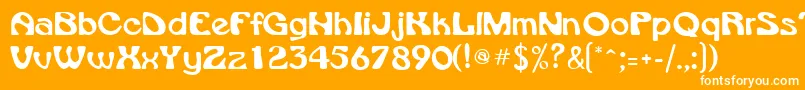 VroomsskRegular-Schriftart – Weiße Schriften auf orangefarbenem Hintergrund
