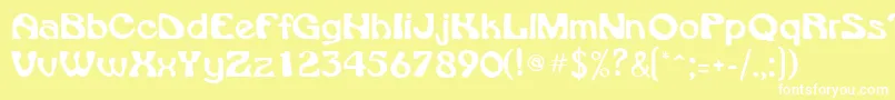 VroomsskRegular-Schriftart – Weiße Schriften auf gelbem Hintergrund