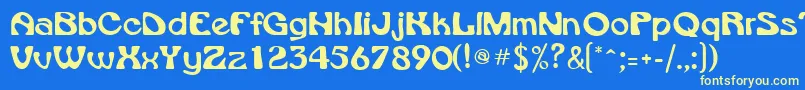 VroomsskRegular-Schriftart – Gelbe Schriften auf blauem Hintergrund