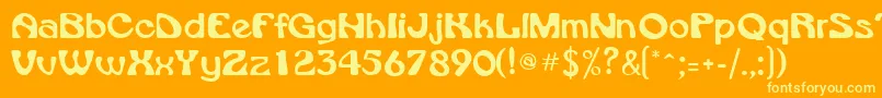 VroomsskRegular-Schriftart – Gelbe Schriften auf orangefarbenem Hintergrund