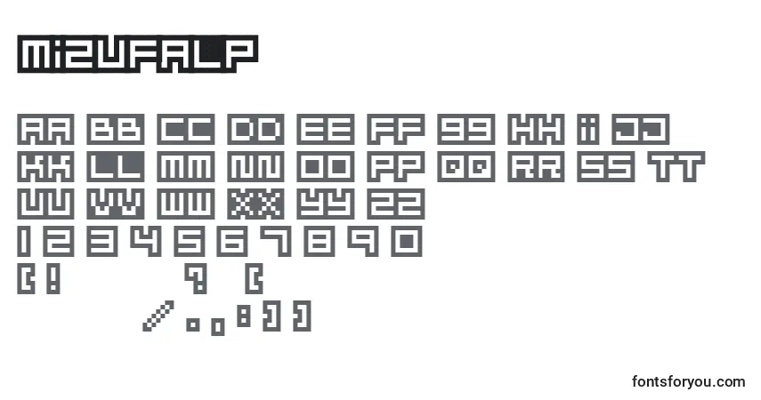 Mizufalpフォント–アルファベット、数字、特殊文字