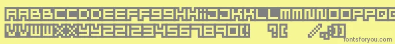 Mizufalp-fontti – harmaat kirjasimet keltaisella taustalla