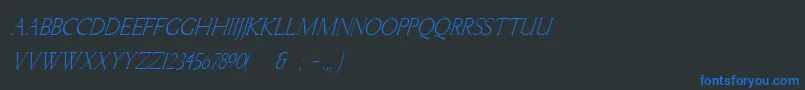 Czcionka LichtnerItalic – niebieskie czcionki na czarnym tle
