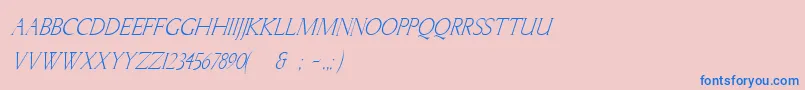 LichtnerItalic-fontti – siniset fontit vaaleanpunaisella taustalla