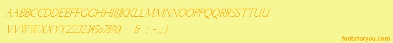 フォントLichtnerItalic – オレンジの文字が黄色の背景にあります。